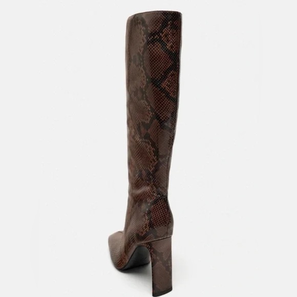 Zara HEELED ANIMAL PRINT BOOTS. Snake. Sizes 8, 9. New with Tags. - Picture 8 of 12